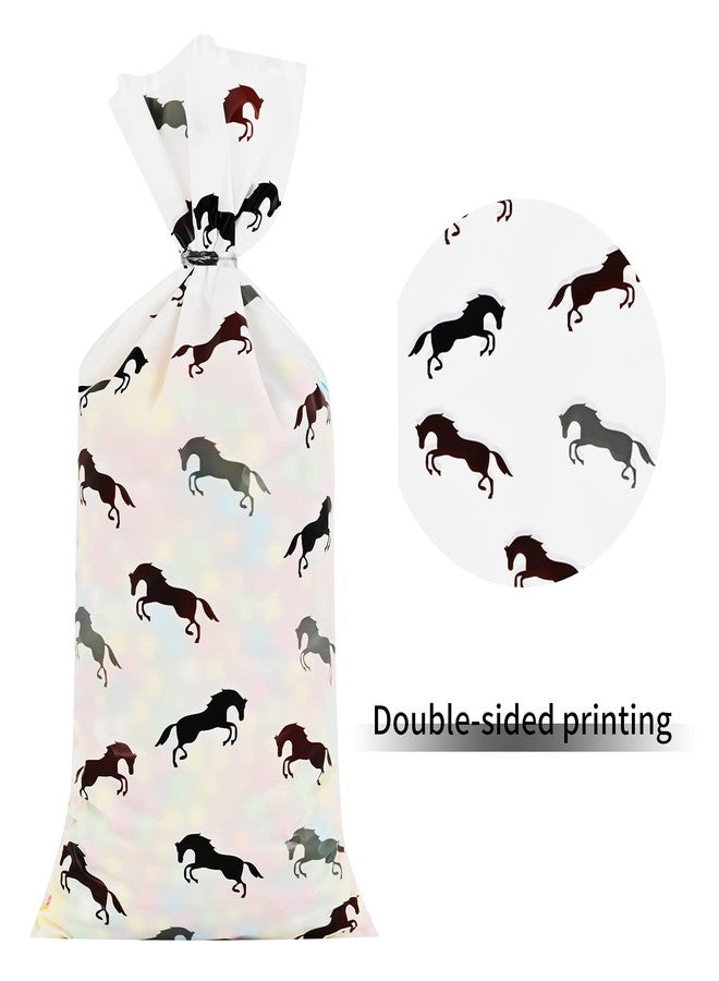 Lecferrarc 100 Pcs Horse Treat Bags Horse Print Cellophane Candy Bags Cowboy Party Favors with Twist Ties for Birthday Party Supplies - Image 3